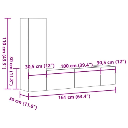 Ensemble de meubles TV 3 pcs Chêne fumé Bois d'ingénierie