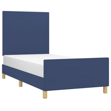 Cadre de lit sans matelas bleu 90x200 cm tissu