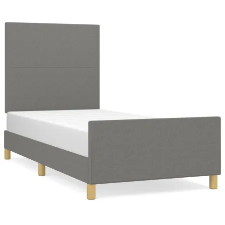 Cadre de lit sans matelas gris foncé 100x200 cm tissu