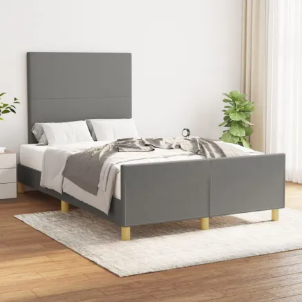 Cadre de lit sans matelas gris foncé 120x200 cm tissu