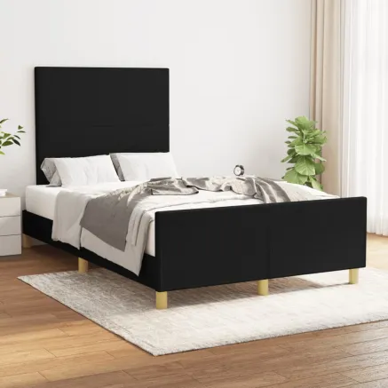 Cadre de lit sans matelas noir 120x200 cm tissu
