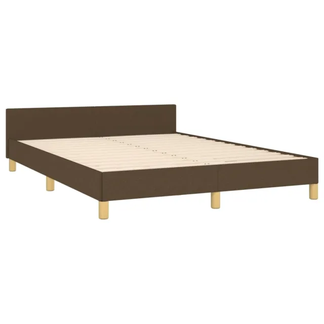 Cadre de lit sans matelas marron foncé 140x190 cm tissu