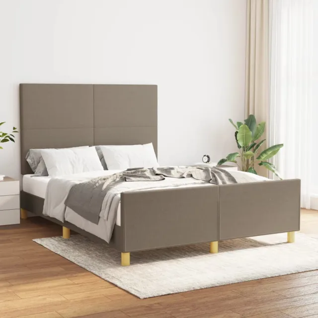 Cadre de lit sans matelas taupe 140x190 cm tissu