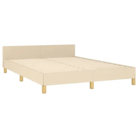 Cadre de lit sans matelas crème 140x190 cm tissu
