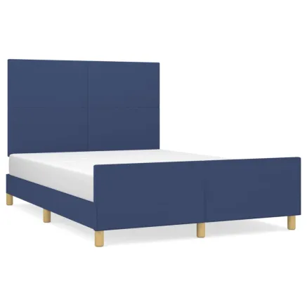 Cadre de lit sans matelas bleu 140x190 cm tissu 2