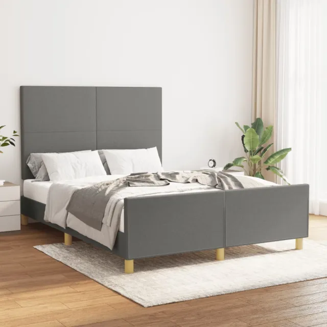 Cadre de lit sans matelas gris foncé 140x200 cm tissu