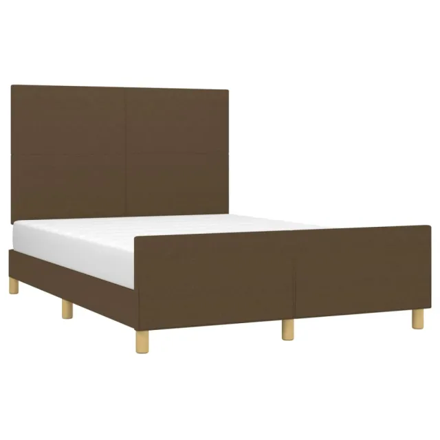 Cadre de lit sans matelas marron foncé 140x200 cm tissu