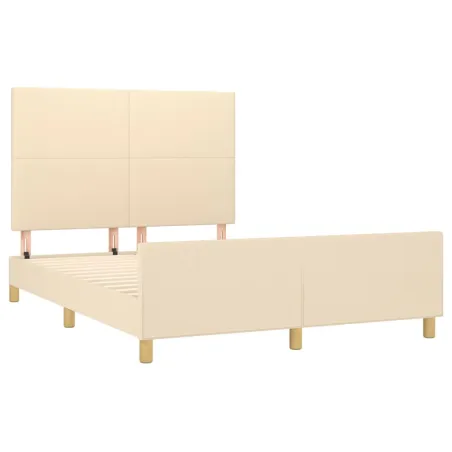 Cadre de lit sans matelas crème 140x200 cm tissu