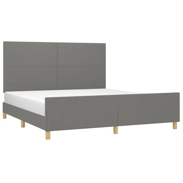 Cadre de lit sans matelas gris foncé 160x200 cm tissu