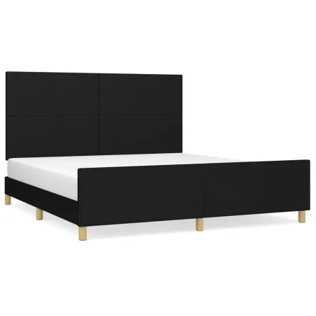 Cadre de lit sans matelas noir 160x200 cm tissu