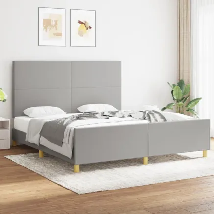 Cadre de lit sans matelas gris clair 180x200 cm tissu