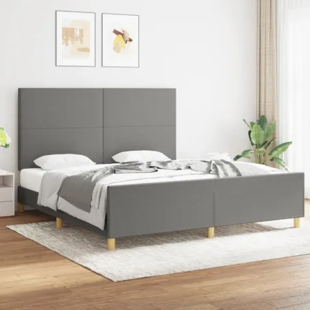Cadre de lit sans matelas gris foncé 180x200 cm tissu