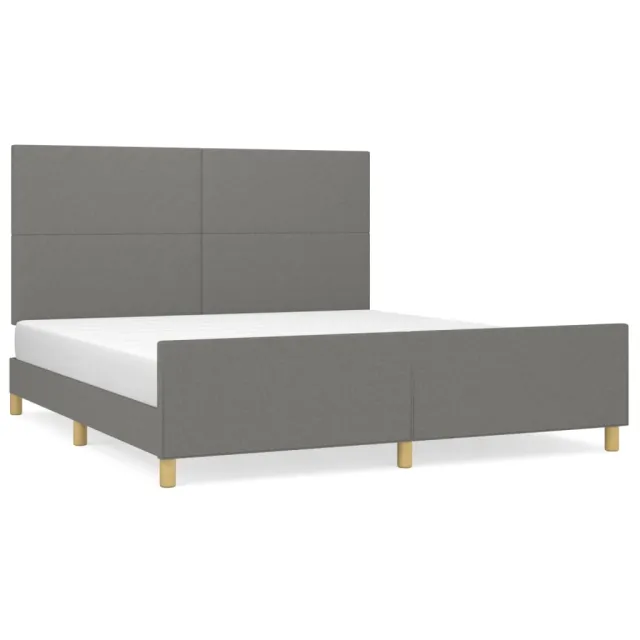 Cadre de lit sans matelas gris foncé 180x200 cm tissu