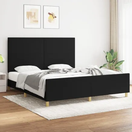 Cadre de lit sans matelas noir 180x200 cm tissu