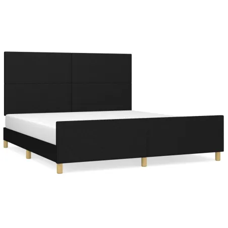 Cadre de lit sans matelas noir 180x200 cm tissu