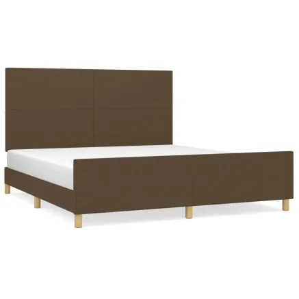 Cadre de lit sans matelas marron foncé 180x200 cm tissu 2