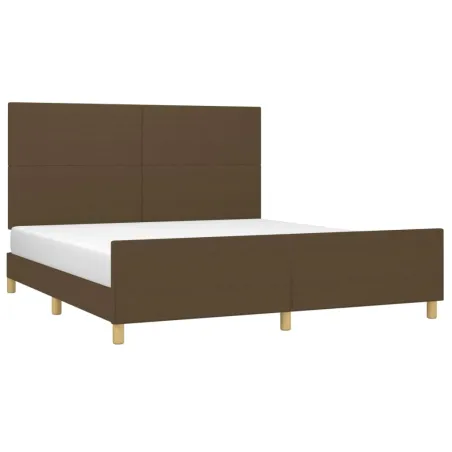 Cadre de lit sans matelas marron foncé 180x200 cm tissu