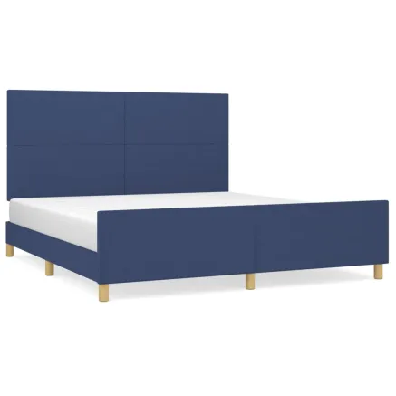 Cadre de lit sans matelas bleu 180x200 cm tissu 2