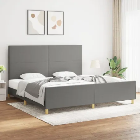 Cadre de lit sans matelas gris foncé 200x200 cm tissu