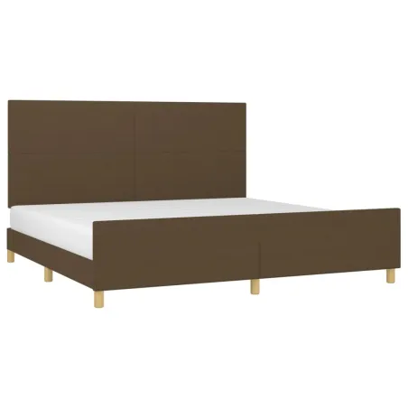 Cadre de lit sans matelas marron foncé 200x200 cm tissu