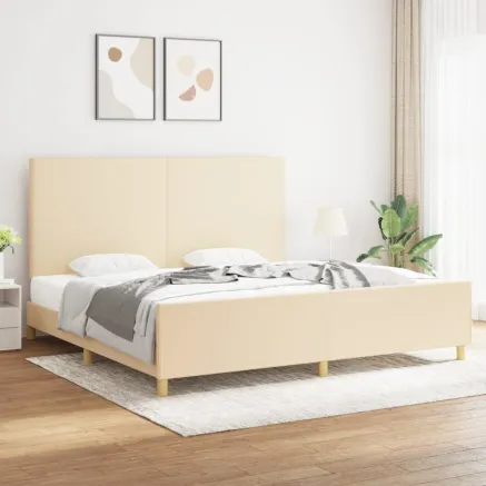 Cadre de lit sans matelas crème 200x200 cm tissu