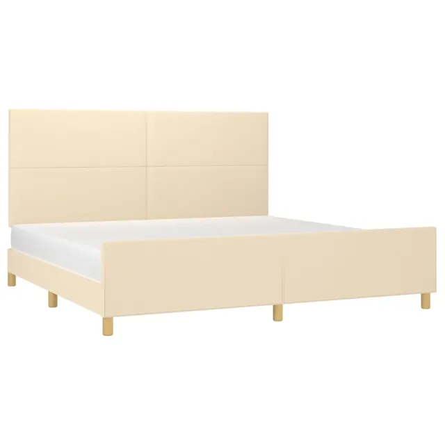 Cadre de lit sans matelas crème 200x200 cm tissu