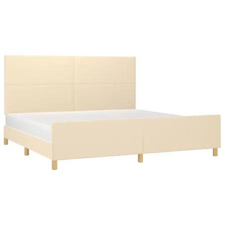 Cadre de lit sans matelas crème 200x200 cm tissu