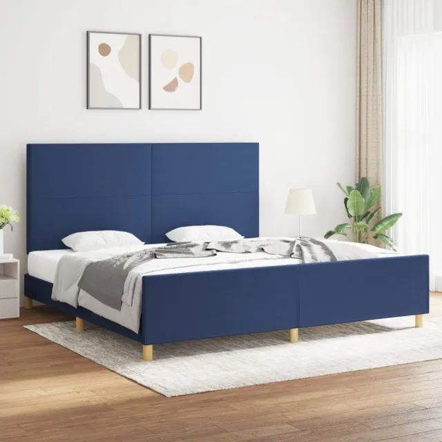 Cadre de lit sans matelas bleu 200x200 cm tissu