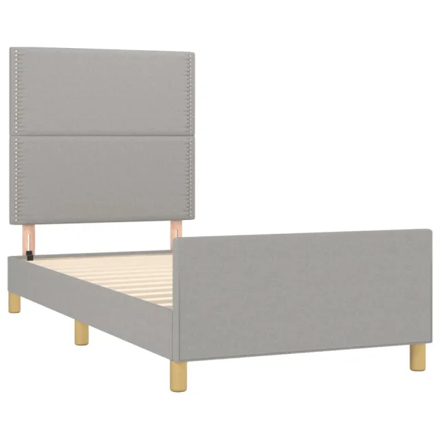 Cadre de lit sans matelas gris clair 90x190 cm tissu