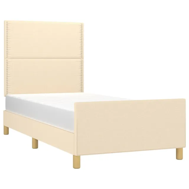Cadre de lit sans matelas crème 90x190 cm tissu