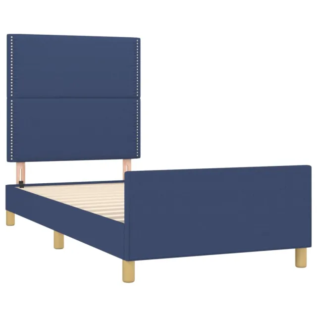 Cadre de lit sans matelas bleu 90x190 cm tissu