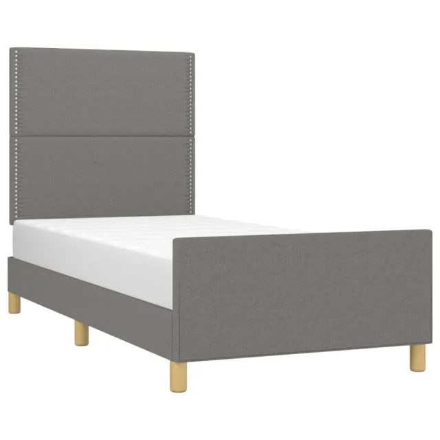 Cadre de lit sans matelas gris foncé 90x200 cm tissu