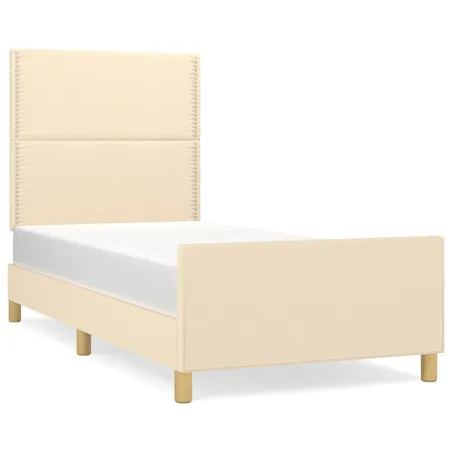 Cadre de lit sans matelas crème 90x200 cm tissu