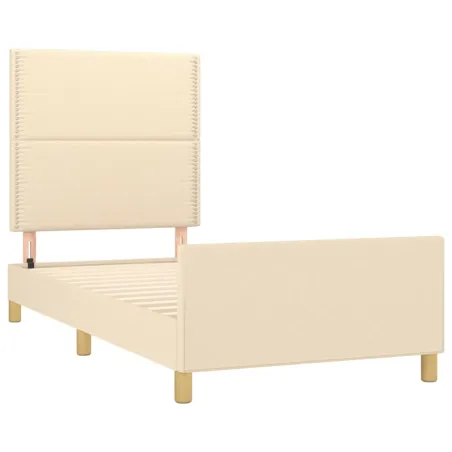 Cadre de lit sans matelas crème 90x200 cm tissu