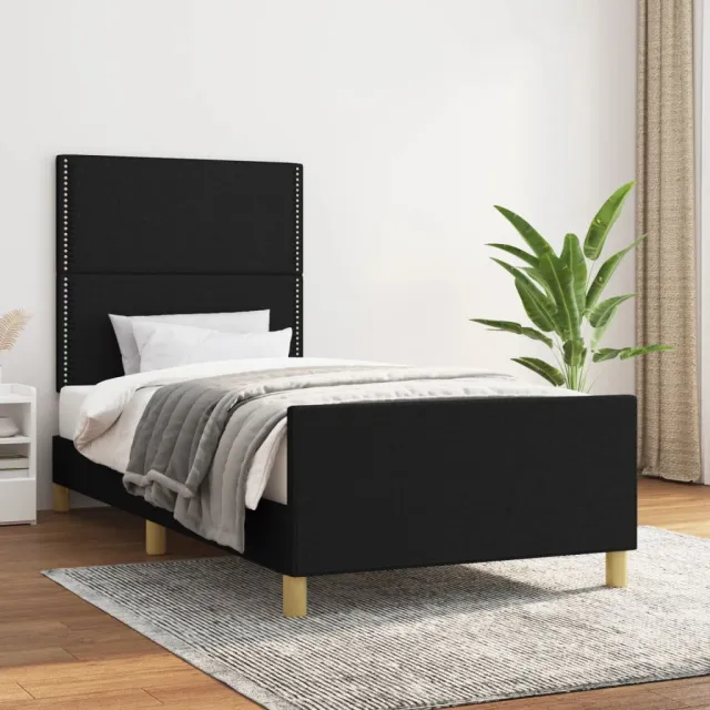 Cadre de lit sans matelas noir 100x200 cm tissu