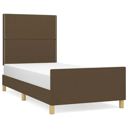 Cadre de lit sans matelas marron foncé 100x200 cm tissu 2