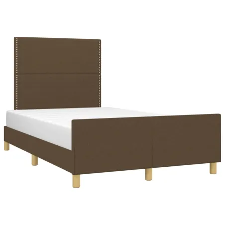 Cadre de lit sans matelas marron foncé 120x200 cm tissu