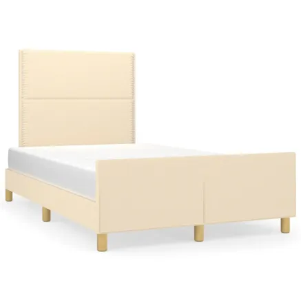 Cadre de lit sans matelas crème 120x200 cm tissu 2