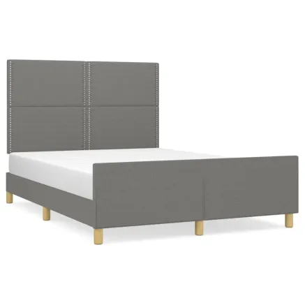 Cadre de lit sans matelas gris foncé 140x190 cm tissu 2