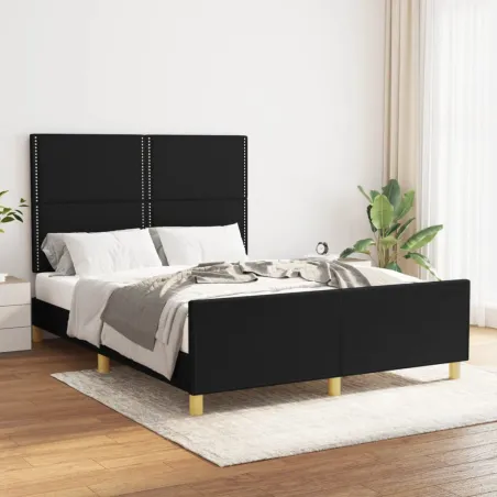 Cadre de lit sans matelas noir 140x190 cm tissu