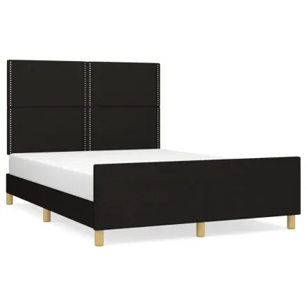 Cadre de lit sans matelas noir 140x190 cm tissu 2