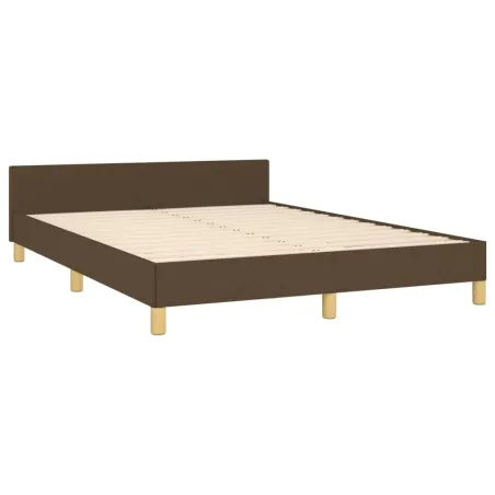 Cadre de lit sans matelas marron foncé 140x190 cm tissu