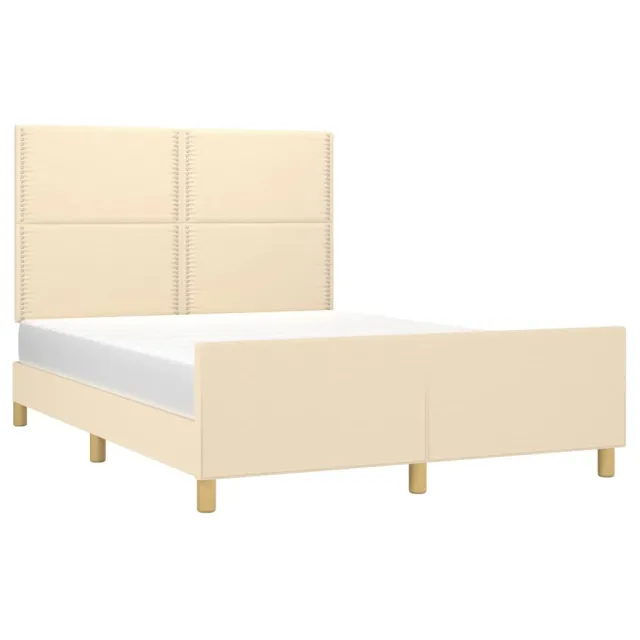 Cadre de lit sans matelas crème 140x190 cm tissu