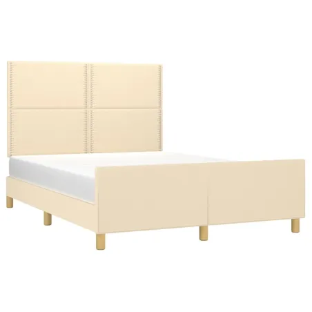 Cadre de lit sans matelas crème 140x190 cm tissu