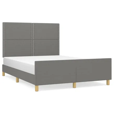 Cadre de lit sans matelas gris foncé 140x200 cm tissu 2