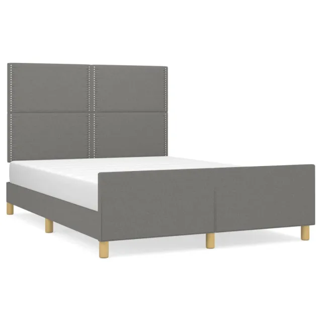 Cadre de lit sans matelas gris foncé 140x200 cm tissu