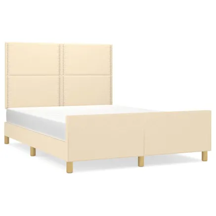 Cadre de lit sans matelas crème 140x200 cm tissu 2