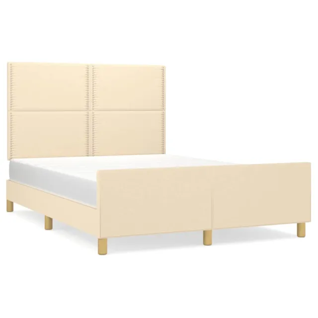 Cadre de lit sans matelas crème 140x200 cm tissu