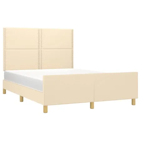 Cadre de lit sans matelas crème 140x200 cm tissu