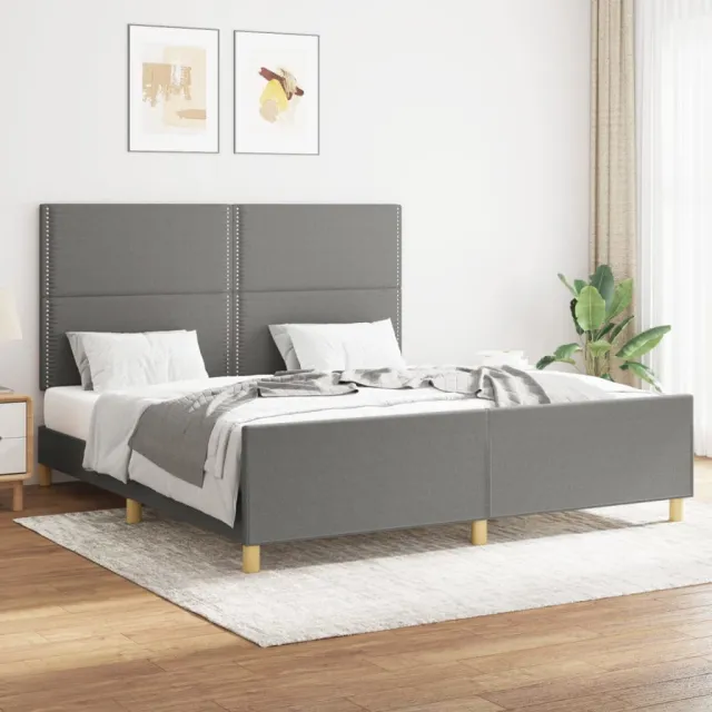 Cadre de lit sans matelas gris foncé 160x200 cm tissu